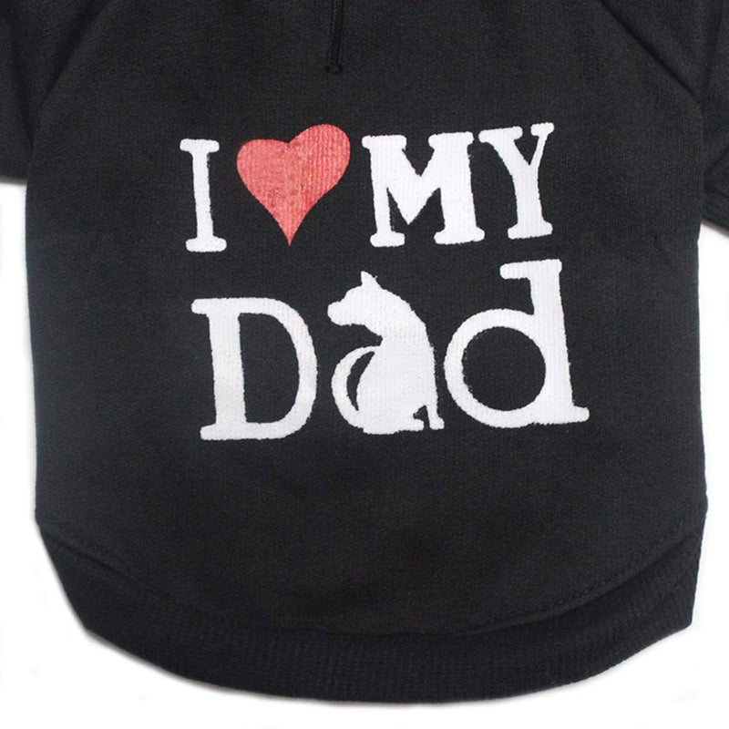 [Australia] - DERUILA Small Dog Sweater i Love Mommy Dog Clothes I Love My Mom|Dad Hoodie Pet Puppy Sweater for Small Dogs Girl Boy Black XS 