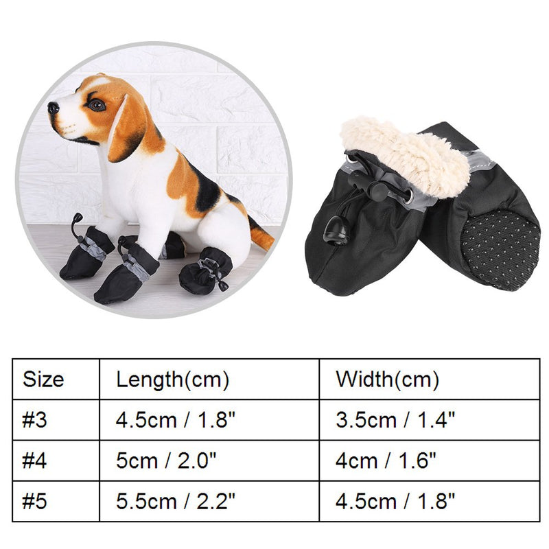 [Australia] - Fdit 4Pcs Dog Shoes Paw Protectors with Elastic Fastening Band Set Anti-Slip Sole Pet Dog Shoes Boots Waterproof Soft Cotton Padded (Black #3) Black #3 