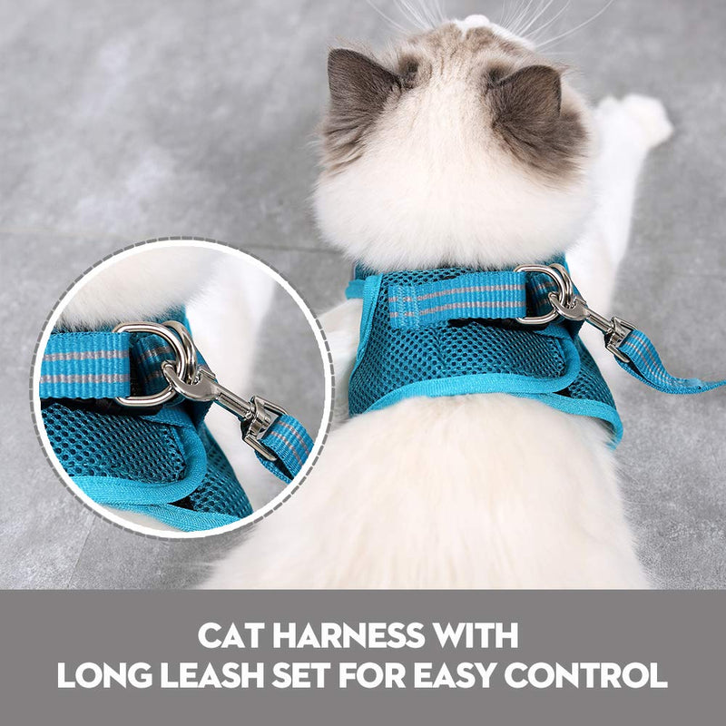 Dotoner Cat Harness and Leash Set Ultra-Light Kitten Collar Soft and Comfortable Cat Walking Jacket Running Cushioning escape proof Suitable for Puppies Rabbits (S, Pine Green) S - PawsPlanet Australia