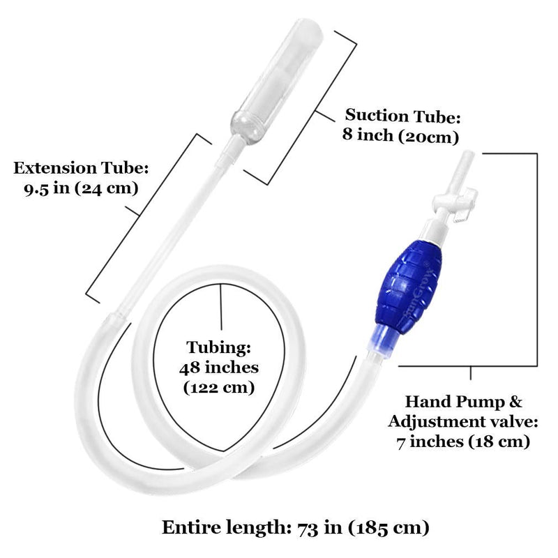 [Australia] - SunGrow Aquarium Cleaning Pump Kit, BPA Free, Easy-to-Use, No Spill, Tank Cleaner, Pet-Friendly, Long Nozzle Feature, Perfect for Cleaning and Changing Water in Tank 