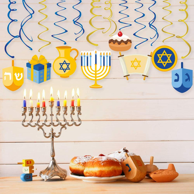 30Pcs Hanukkah Party Hanging Decorations Swirls - Holiday Christmas Chanukah Birthday Party Decorations Supplies Favors Home Decor - PawsPlanet Australia