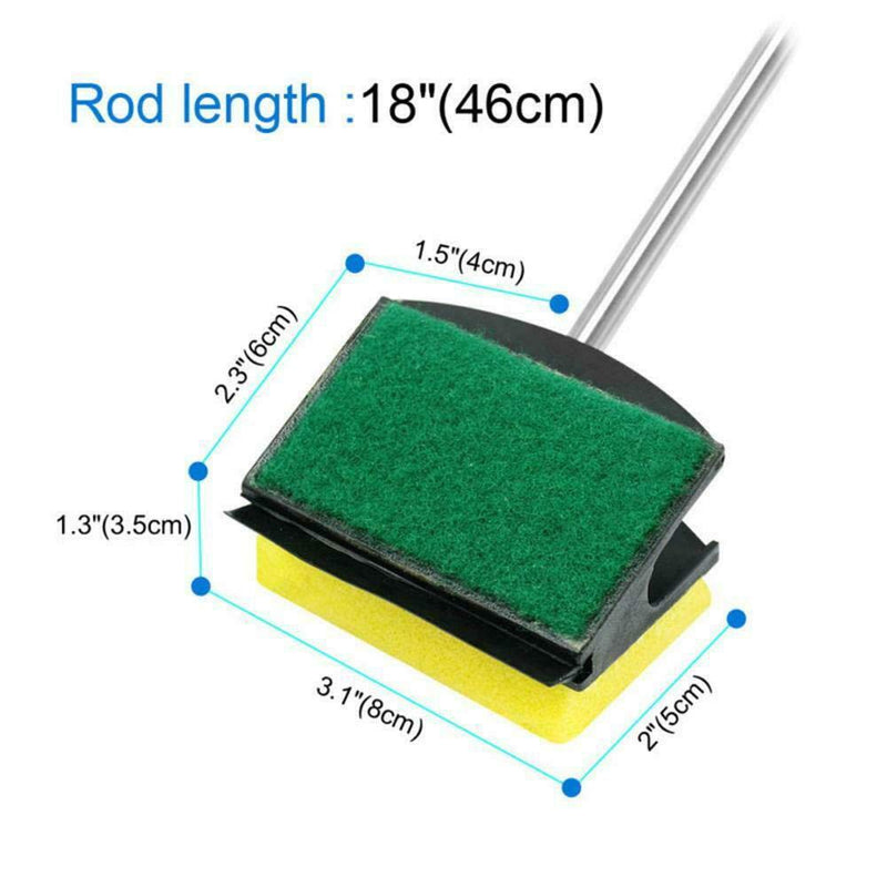 Aquarium Fish Tank Algae Scraper Double Sided Sponge Brush and High Density Cleaner with Long Handle Fish Tank Scrubber for Glass Aquariums and Home Kitchen, 18.5 inches - PawsPlanet Australia