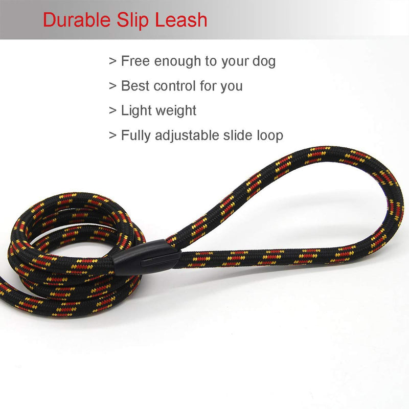 Coolrunner Durable Dog Slip Rope Leash, 5 FT Dog Training Leash, Strong Slip Lead, Standard Adjustable Pet Slipknot Nylon Leash for Small Medium Dogs(10-80 lb) Black - PawsPlanet Australia