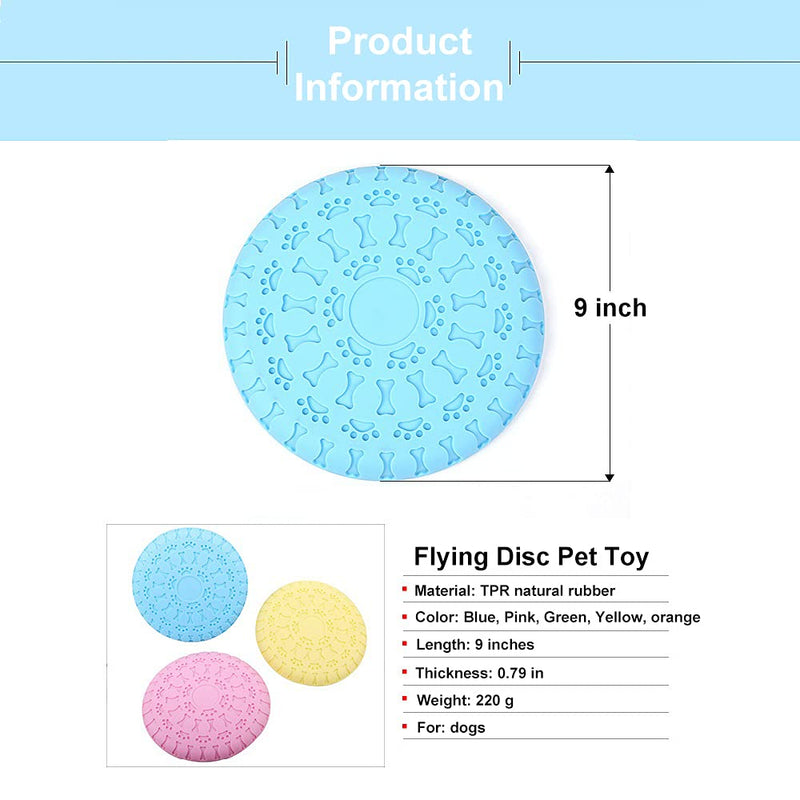 NICEFAN Dog Flying Disc Durable Dog Toys Soft Natural Rubber Disc for Dog Safety Floating Flying Saucer for Water Pool Beach (Blue) Blue - PawsPlanet Australia