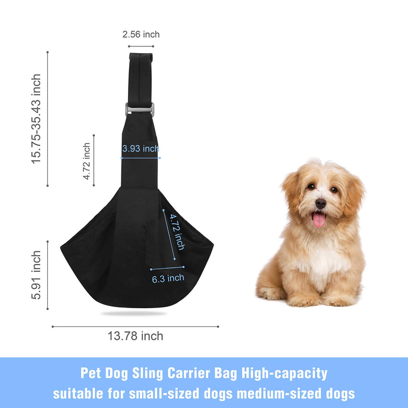 [Australia] - YUDODO Pet Dog Sling Carrier Bag Adjustable Padded Strap Dog Purse Tote Hand Free Safe Mesh Pet Carrier for Small Medium Dog Cat Black 