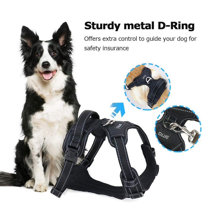 [Australia] - Ditto No-Pull Dog Harness, Adjustable Pet Harness Reflective Oxford Soft Vest with Metal Ring and Comfortable Handle for Small Medium Large Dogs Easy Control 