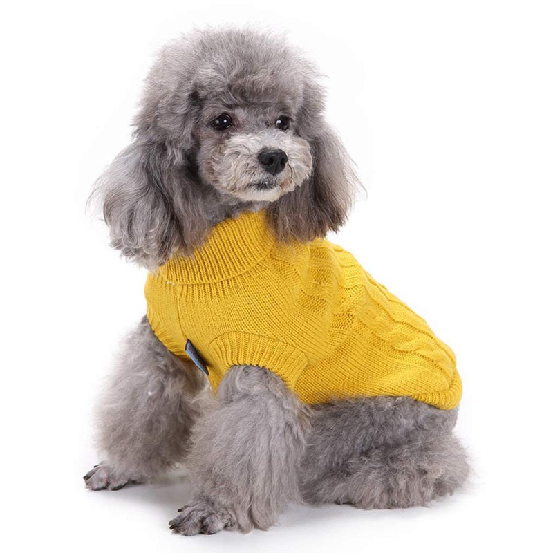 Small Dog Sweater, Warm Pet Sweater, Cute Knitted Classic Dog Sweaters for Small Dogs Girls Boys, Cat Sweater Dog Sweatshirt Clothes Coat Apparel for Small Dog Puppy Kitten Cat (X-Small, Yellow) X-Small - PawsPlanet Australia