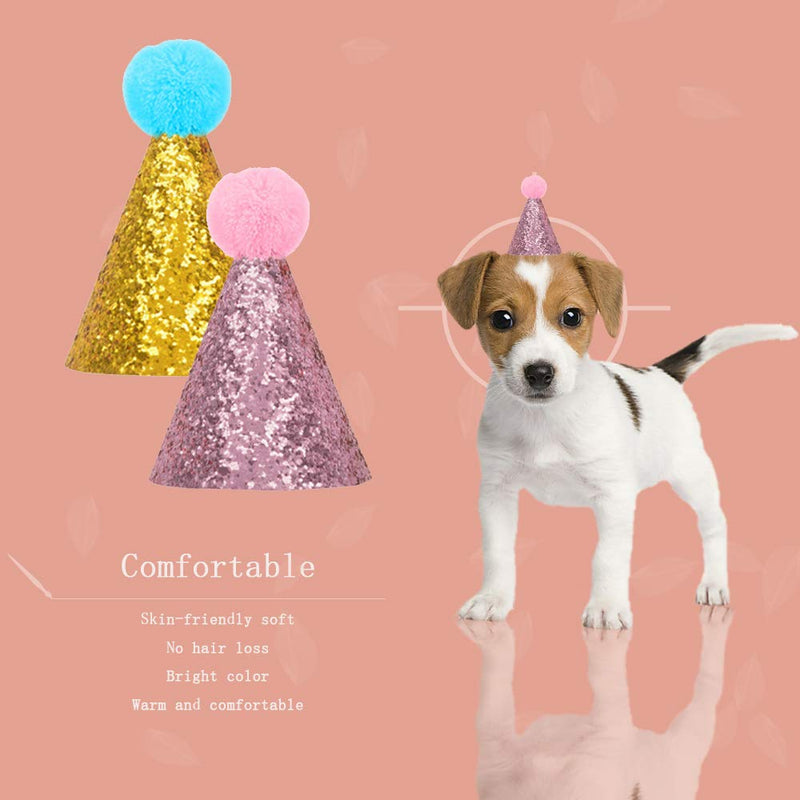 YOFASEN Dog Bandanas - Washable Doggie Birthday Triangle Scarfs with Hat for Medium and Large Pets, Pink - PawsPlanet Australia