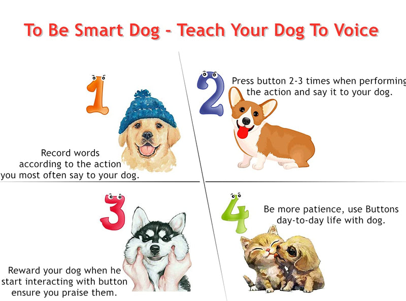 RIBOSY Set of 6, Dog Speech Training Buzzers, Recordable Buttons - Record& Playback Your Own Voice to Train Your Dog Voice What They Need (Battery Included) - PawsPlanet Australia