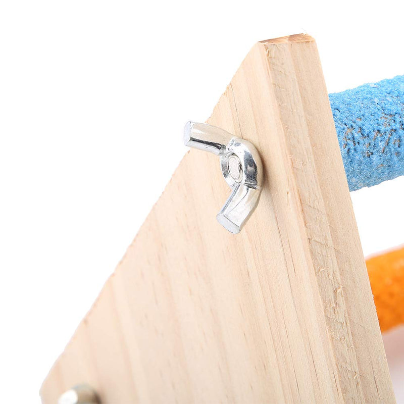 Tnfeeon Wooden Perch for Bird, Colorful Bird Cage Standing Toy Grinding Claw Perches toy for Parrots Parakeets Macaws Pet Birds[Triangle] - PawsPlanet Australia