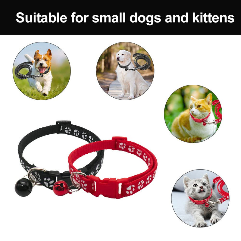 Dog collar, puppy collar with leash set, dog collar small dogs, dog collar, small dog collar, dog collars, dog collar and leash set, adjustable dog collar with leash, (black + red) - PawsPlanet Australia