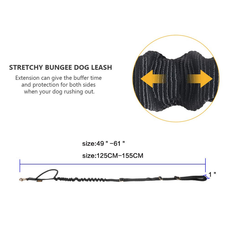[Australia] - EXCELLENT ELITE SPANKER Tactical Bungee Dog Leash Military Dog Leash Adjustable K9 Tactical Leash Elastic Leads Rope with 2 Control Handle Black 