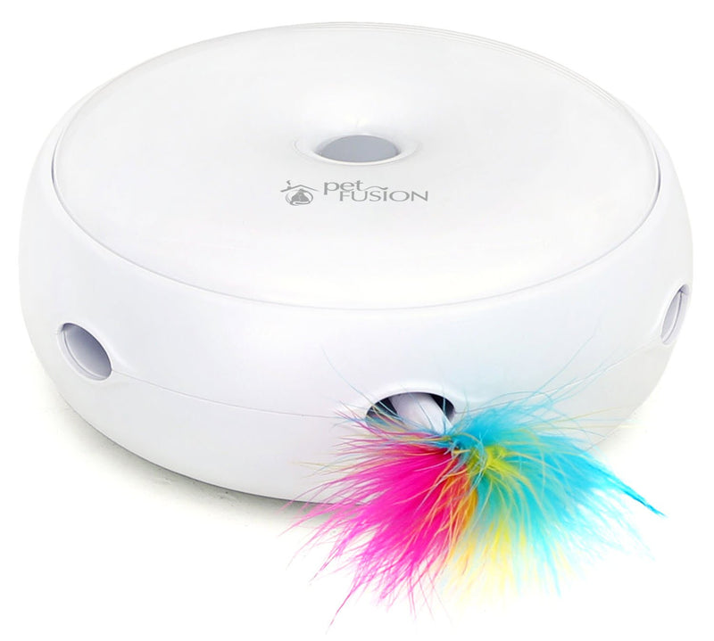 [Australia] - PetFusion Ambush Interactive Electronic Cat Toy with Rotating Feather. (Smart Modes, Nighttime Light, Auto Shut-Off, Batteries Included). Replacement Feathers Available. 12 Month Warranty Full unit Pearl 