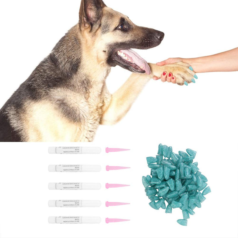Atyhao 100Pcs Dog Nail Cover, PVC Multifunctional Soft Pets Wraps Paws Claw Anti-scratch Nail Cover(Green M) Green M - PawsPlanet Australia