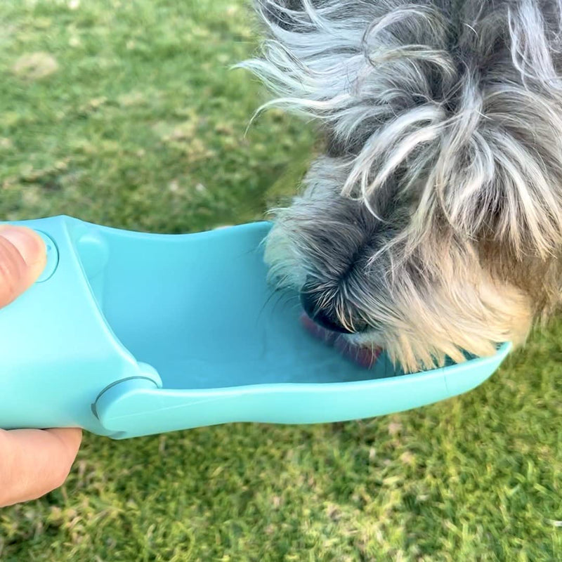 NEW PET SOLUTIONS Foldable, Portable Dog Water Bottle for walks, hikes & travel | PAWeSOME, Compact, Easy-to-Carry Pet Water Dispenser with Foldable Drinking Bowl and NEW 2022 Design for small, medium & large dogs on the go | 12oz & 19oz sizes 12oz blue - PawsPlanet Australia