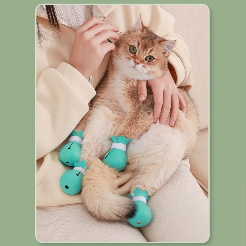 Pack of 4 anti-scratch boots: silicone cat shoes with adjustable paw protection for bathing, shaving, examining and treating cats.（powdered）Pink anti-scratch boots - PawsPlanet Australia
