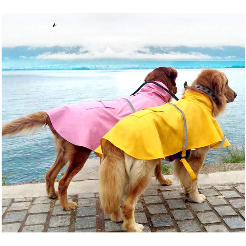 [Australia] - HAPEE Dog Raincoats for Dogs with Reflective Strip Hoodie,Rain Poncho Jacket Back Length 16" 13-Yellow 