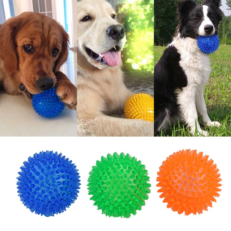 [Australia] - Orgrimmar 3 Pieces Pet Squeaky Chewing Balls Dog Soft Stab Balls Cleaning Teeth Toys Balls with High Bounce for Small Medium Large Pet Dog Cat Toys Size M/3.6inch 