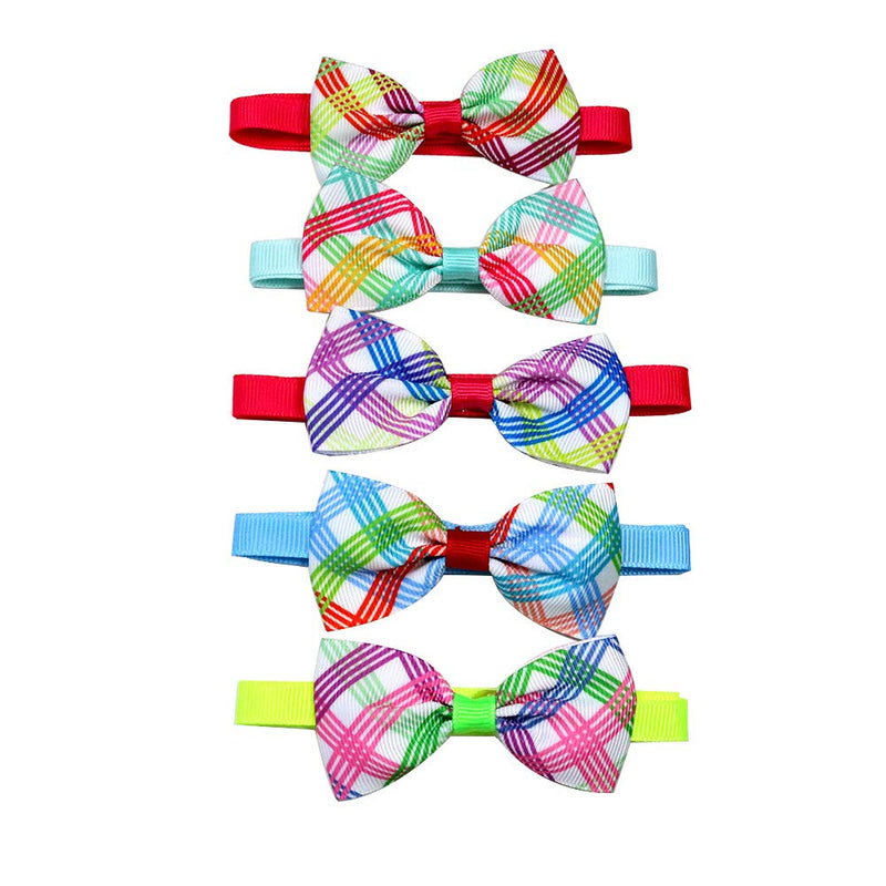 [Australia] - 10pcs/pack Classic Plaid Style Pet Puppy Dog Cat Bow Ties Adjustable Dog Bowties Pet Grooming Accessories 