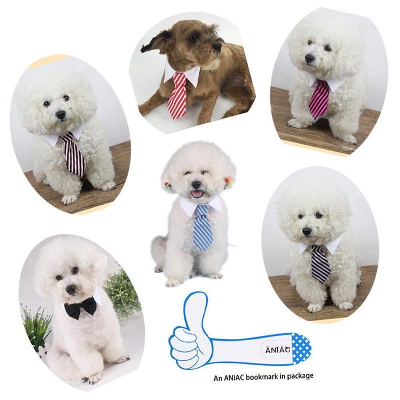 [Australia] - ANIAC 6 PCS Pet Adjustable Striped Necktie with White Collar Neck Accessories for Cats and Small Dogs 