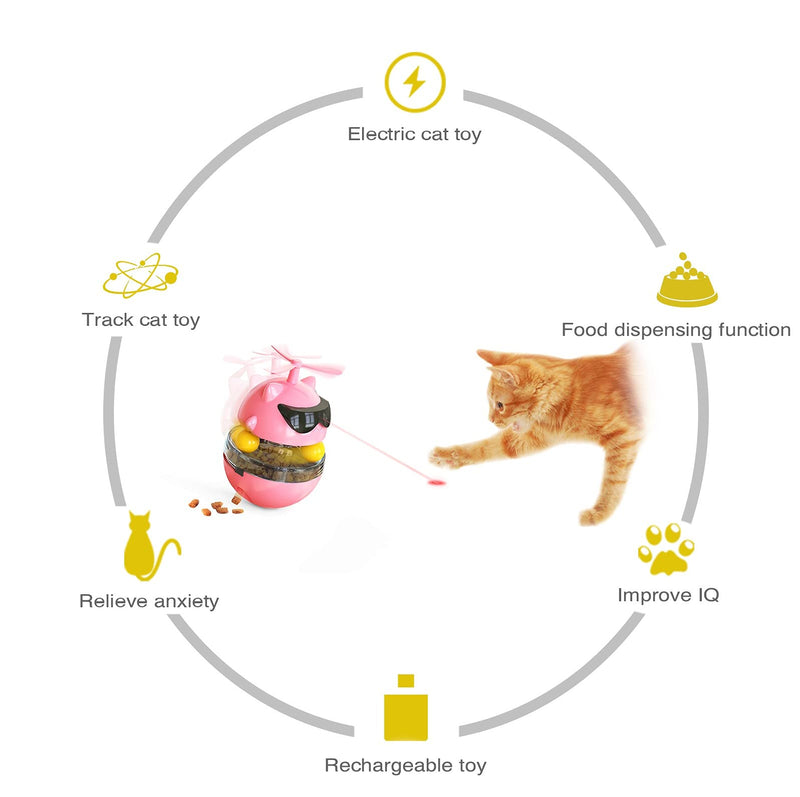 Cat Laser Toys for Cat Indoor Playing,Food Dispensing Interactive Cat Toy Tumbler Slow Feeder with IQ and Mental Stimulation for Cat and Kitten Boredom Ease Eating Playing Exercise Hunting Toy (Pink) - PawsPlanet Australia