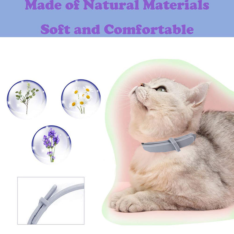 Wustentre Cat Calming Collars 3 Pack, Pheromone Calming Collar for Cats, Natural, Adjustable, Waterproof Relieve Cat Anxiety Collar, Kitten Pheromone Collars for 60 Days Safe Use grey - PawsPlanet Australia