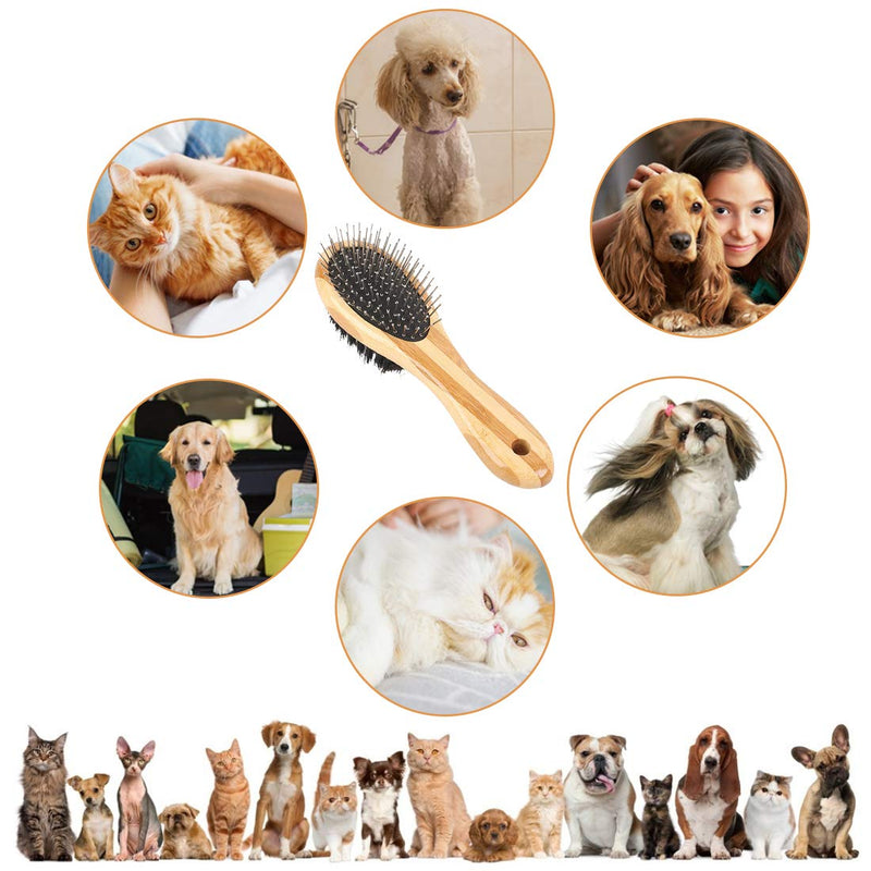 Double Sided Pet Grooming Brush Grooming Brush for Dog & Cat, 2 in 1 Dog Pin Brush and Bristle Soft Brush,Dogs Comb and Brush for Cleaning Loose Fur , Msuitable for Long and Short-haired Dogs or Cats - PawsPlanet Australia