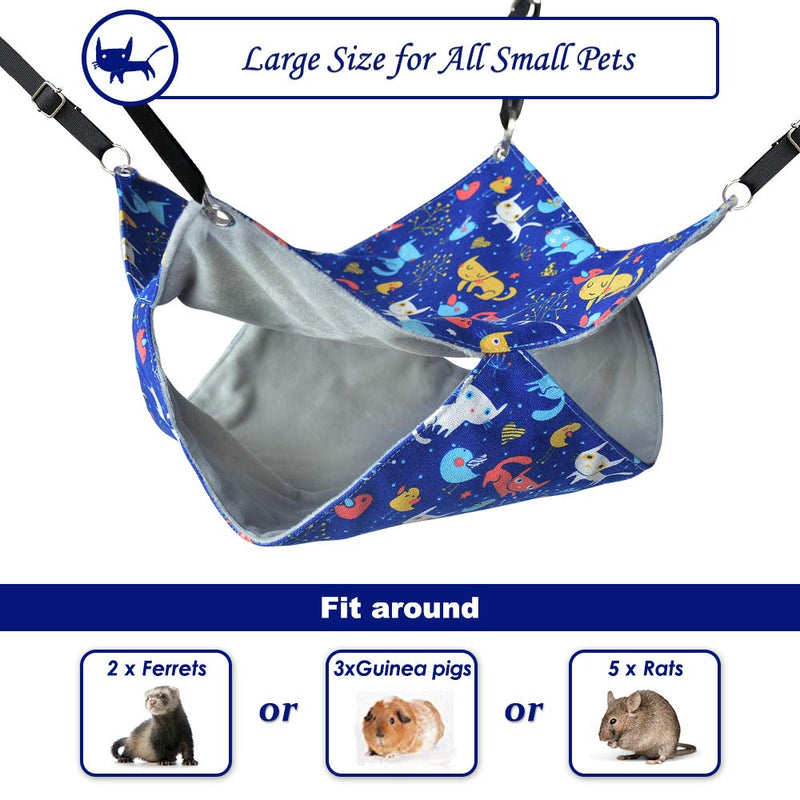HOMEYA Pet Small Animal Hanging Hammock, Bunkbed Hammock Toy for Ferret Hamster Parrot Rat Guinea-Pig Mice Chinchilla Flying Squirrel Sleep Nap Sack Cage Swinging Bed Hideout Blue - PawsPlanet Australia