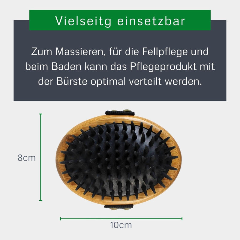 BAMBOO GROOM Curry Brush I curry comb with soft rubber nubs I dog brush for all coats I brushes for grooming made of bamboo I fur brush for cleaning fur I brush for cats and dogs Curry brush with rubber bristles - PawsPlanet Australia