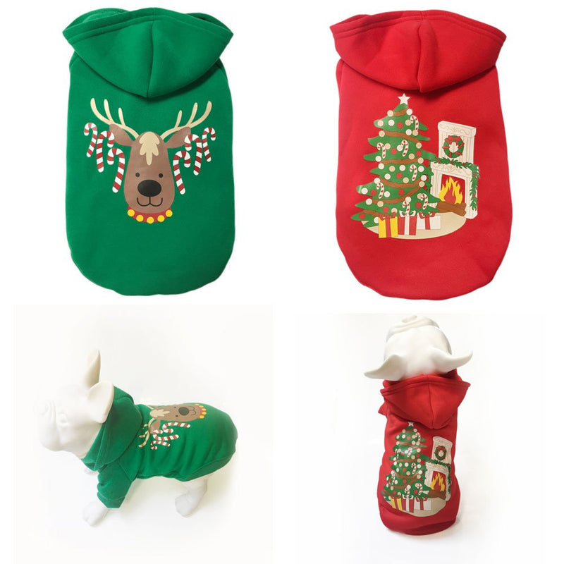 Popetpop Dog Puppy Dress Skirt Pet Winter Clothes Vest Shirts Xmas Party Elk Design Size S Green - PawsPlanet Australia