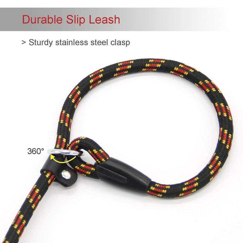 Zhichengbosi 158 CM Slip Lead for Dogs, Durable Adjustable Nylon Training Lead Leash, Soft Slip Lead Traction Rope For Small and Medium Dogs (158 cm) black - PawsPlanet Australia