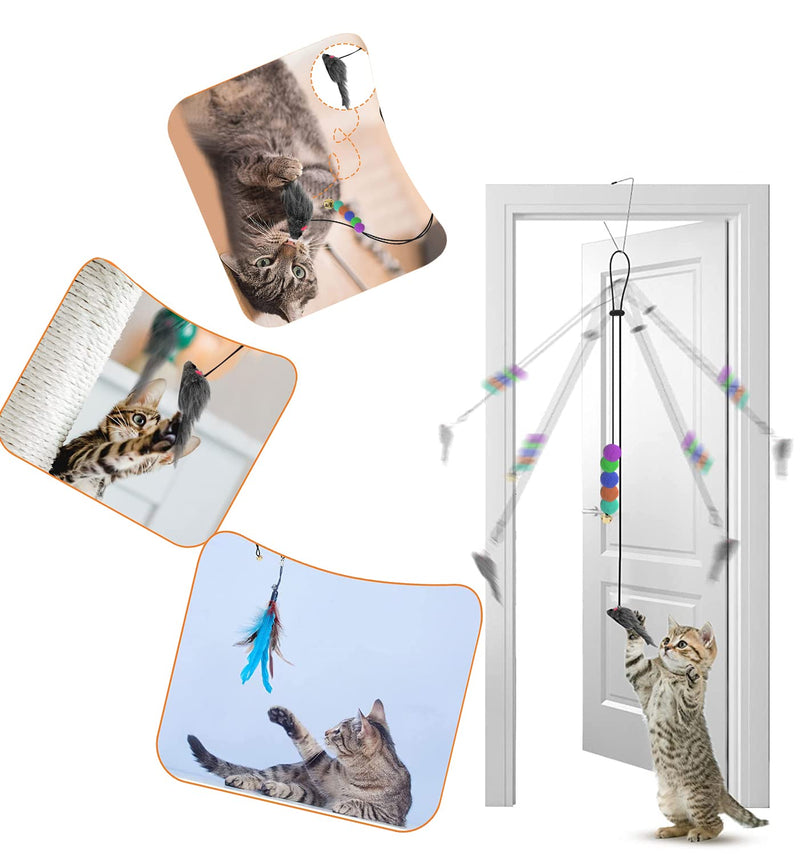 Yang Xin.Style Interactive Cat Toy Angel with Feathers Feather Intelligence Toy for Cats Feather Toy for Kittens with Suction Cups Rope Mouse Swing with Own Door Frame - PawsPlanet Australia
