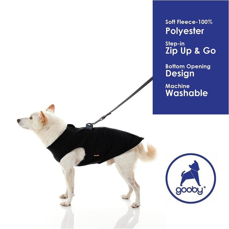 Gooby Zip Up Fleece Dog Sweater - Warm Pullover Fleece Step-in Dog Jacket Winter Small Dog Sweater - Perfect On The Go Dog Sweaters for Small Dogs to Medium Dogs for Indoor and Outdoor Use X-Small chest (~11") Black - PawsPlanet Australia