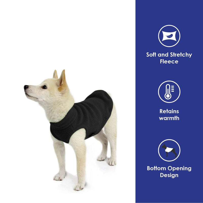 Gooby Stretch Fleece Vest Dog Sweater - Warm Pullover Fleece Dog Jacket - Winter Dog Clothes for Small Dogs Boy - Dog Sweaters for Small Dogs to Dog Sweaters for Large Dogs for Indoor and Outdoor Use Black X-Small Length (7") - PawsPlanet Australia