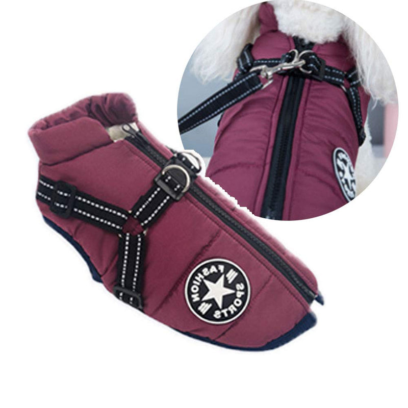Dog Jacket with Harness for Small Dogs, Outdoor Dog Sports Vest, Warm Pet Winter Jacket for Cats, Puppies, Small Dogs L Purple - PawsPlanet Australia