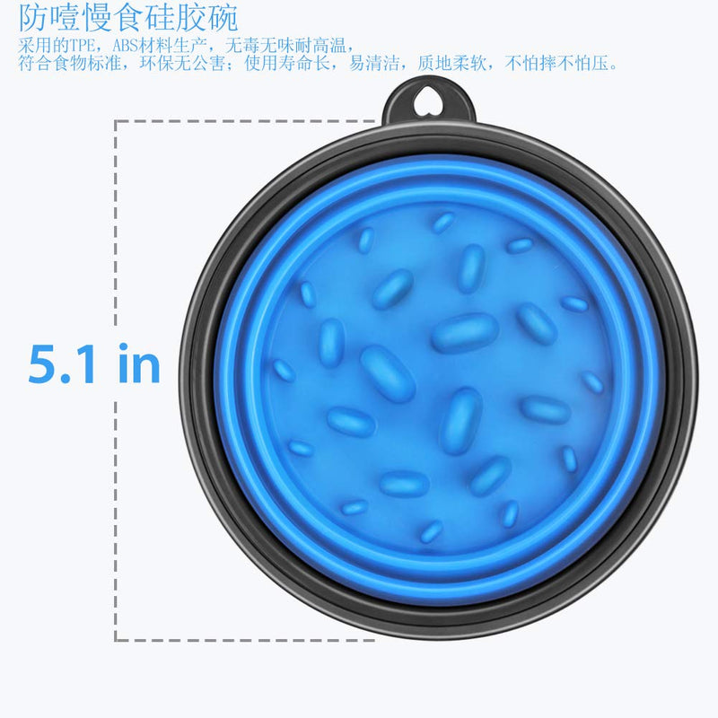 [Australia] - URWOOW Collapsible Foldable Slow Feeder Pet Dog Cat Puppy Silicone Travel Pet Slow Feeding Bowl Dog Water Dish Cat Port 2pack small 