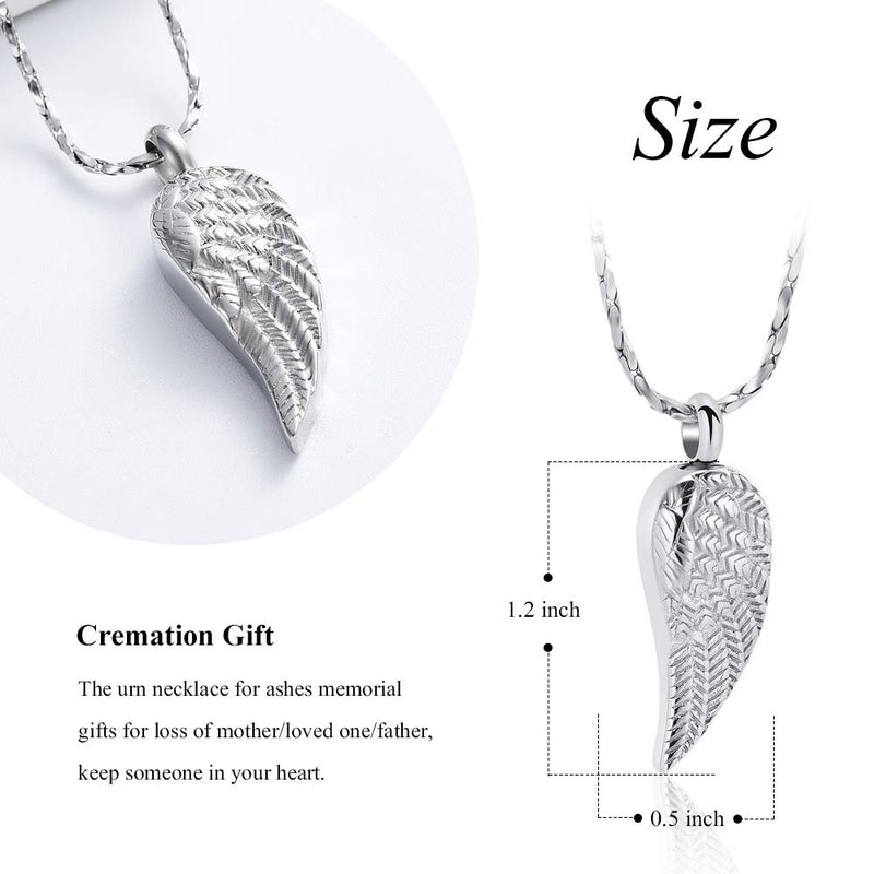 [Australia] - Imrsanl Angel Wings Cremation Jewelry for Ashes Pendant Stainless Steel Keepsake Memorial Urn Necklace for Human/Pets Silver 