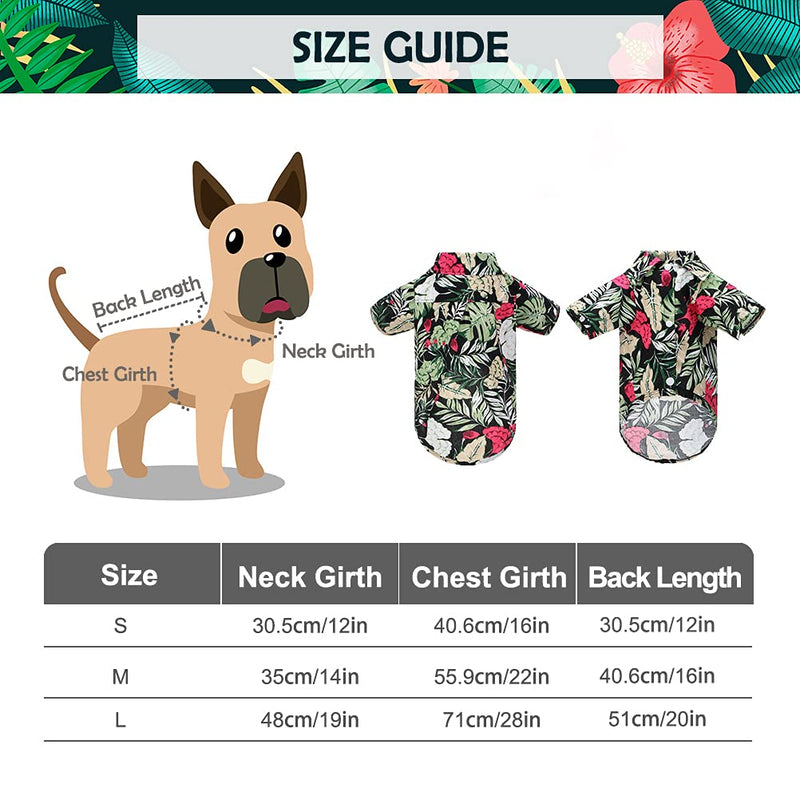 EXPAWLORER Hawaiian Dog T-Shirt Set - Summer Pet Clothes Apparel with Straw Hat and Garland for Small Medium Large Dogs Black - PawsPlanet Australia