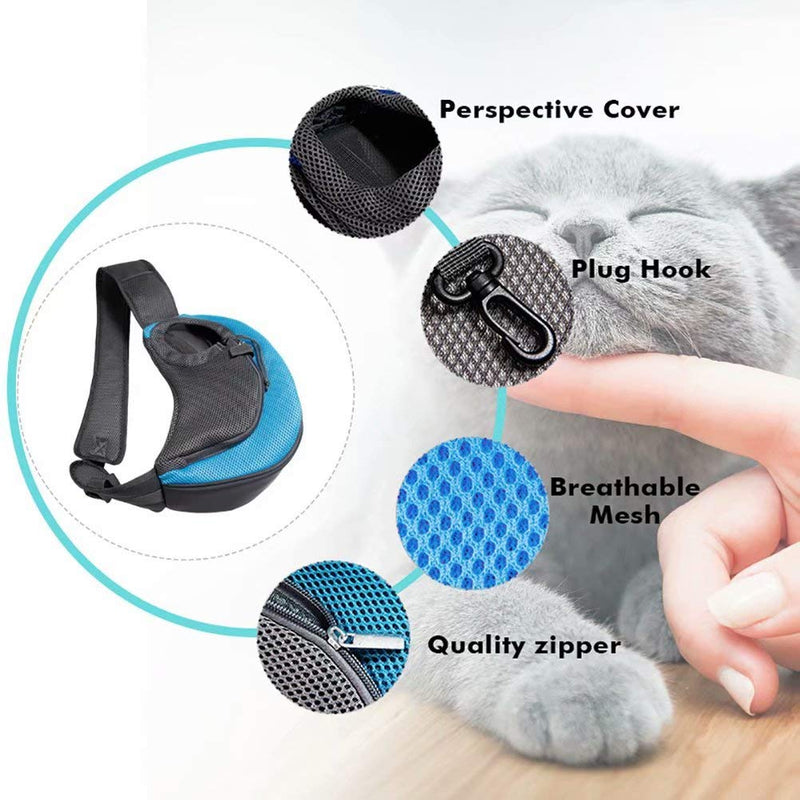 Rednut Pet Carrier,Hand Free Carrier Breathable Mesh Travel Safe Sling Bag- Single Shoulder Carrier Pet Padded Strap Tote Bag for Small Dog Cat Puppy up to 5 lbs Blue - PawsPlanet Australia