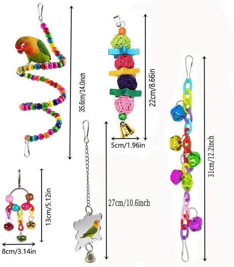 Wonninek 7 Pcs Bird Toys Bell Toys Hanging Swing Shredding Chewing Perches Parrot Toy Parrot Bite Toy For Budgie Parakeet Cockatiel Macaw - PawsPlanet Australia