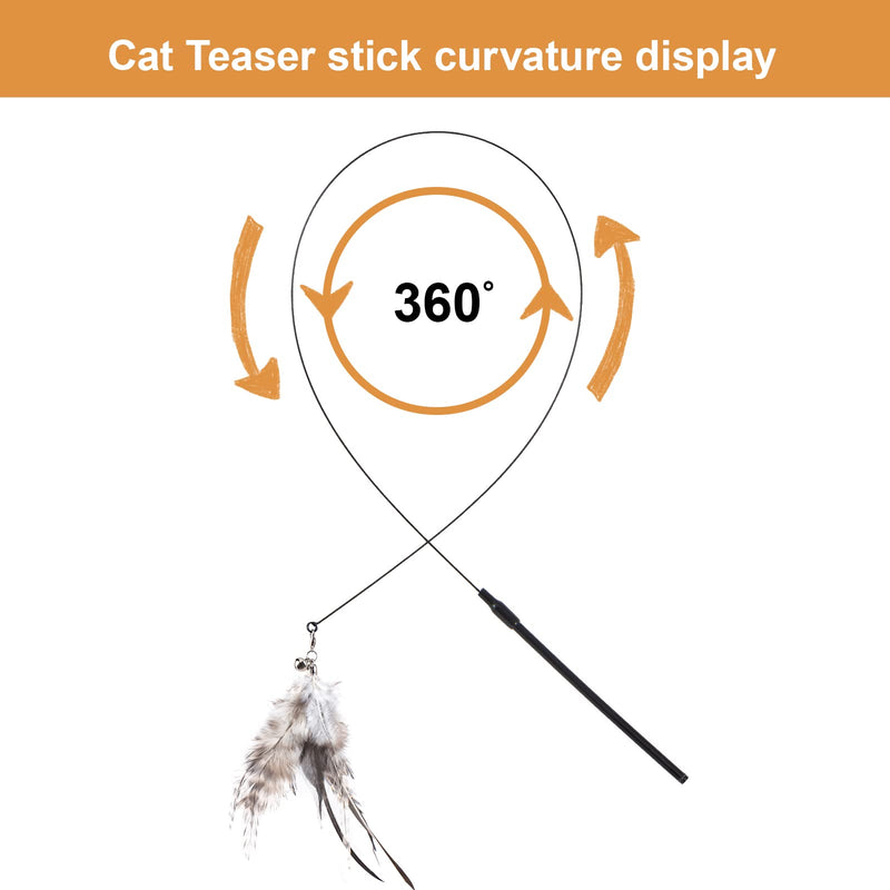 EASY JOY Interactive cat toy feathers, cat fishing feather, hummingbird cat toy set contains 6 feather toys for cats + 2 cat fishing rods + 1 suction cup (9 pieces)... suction cup style - PawsPlanet Australia