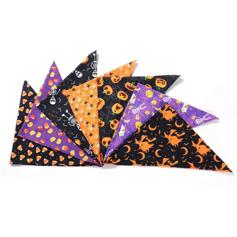 Dog Bandanas Halloween Bibs Washable Cotton Triangle Scarf Reversible Kerchief for Small Medium Large Dog (C) C - PawsPlanet Australia