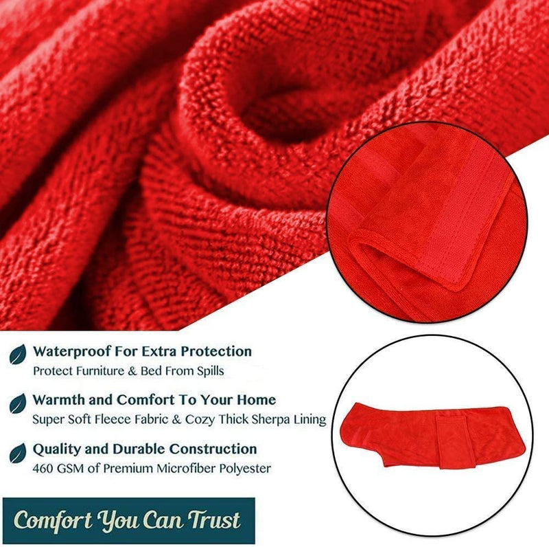 GZGZADMC Dog Drying Coat, Absorbent Dog Bathrobe Towel Adjustable Microfibre Dog Robe Towel, Fast Drying Super Absorbent Pet Dog Dressing Gown, 38-44cm Dog Back Range Red M:38-44cm Back - PawsPlanet Australia