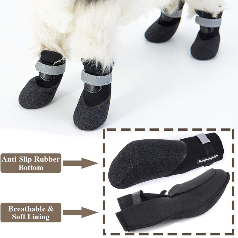 [Australia] - 4 Pcs Waterproof Dog Boots, Rugged Pet Dog Booties with Adjustable Reflective Magic Straps, All Weather Dog Shoes with Anti-Slip Rubber Sole for Small Medium Large Dogs, Breathable Paw Protectors 1# 