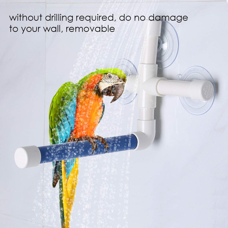 [Australia] - Qinhum Parrot Bath Standing Rack Bird Wall Mount Perch with Suction Cup Plastic Pet Bird Shower Standing Stick Platform Bath Holder Pipe Supplies 