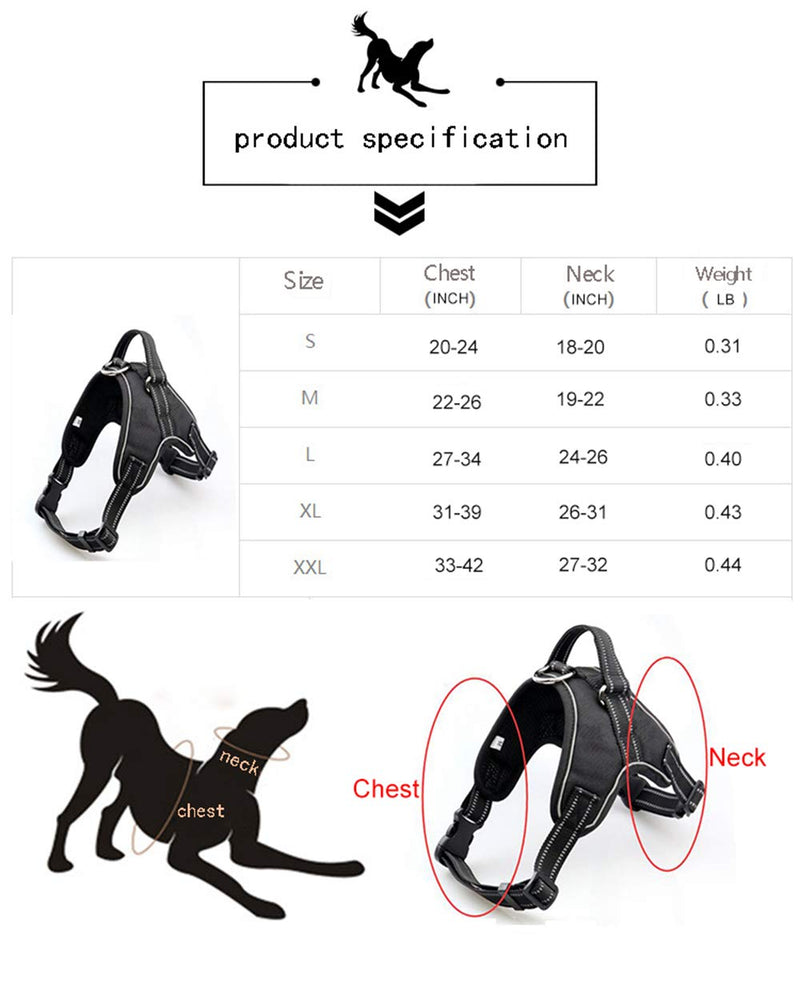 [Australia] - Dog Harness No Pull, Easy On and Off Pet Harness Vest, Durable Material with Reflective Strip,Easy to Adjust for Medium Large Dogs Black XL(Chest 31-39'',Neck 26-31'') 