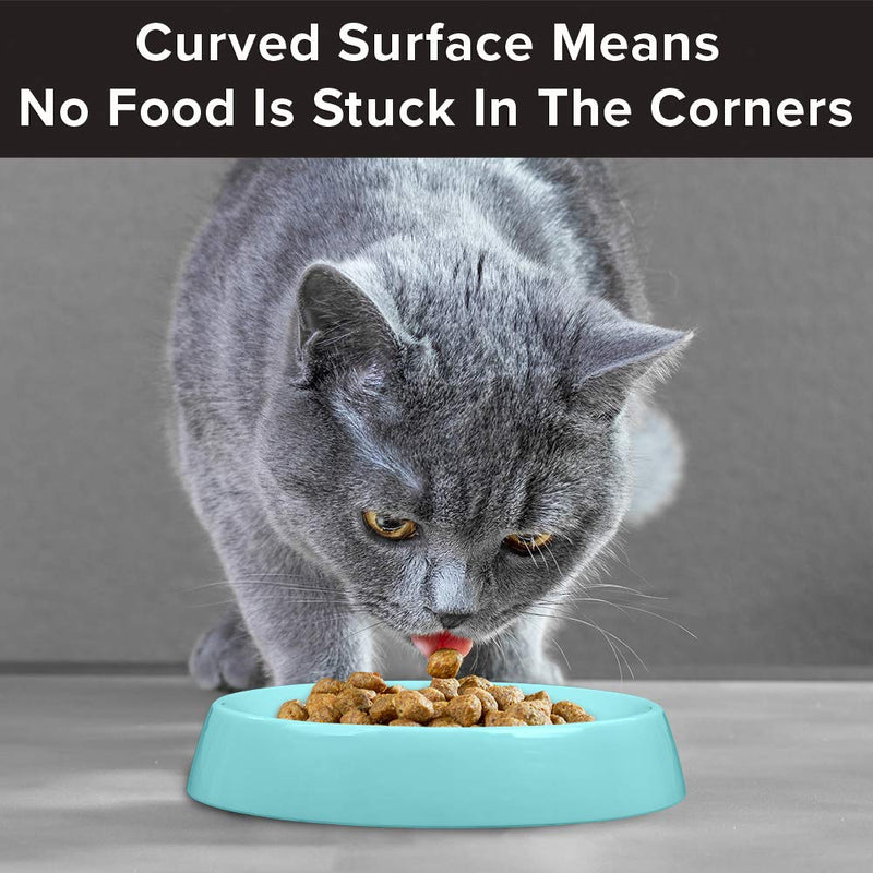 [Australia] - CatGuru Premium Whisker Stress Free Cat Food Bowls, Cat Food Dish. Provides Whisker Stress Relief and Prevents Overfeeding! (Round - Set of 2 Bowls, Aruba) Set Of Two 