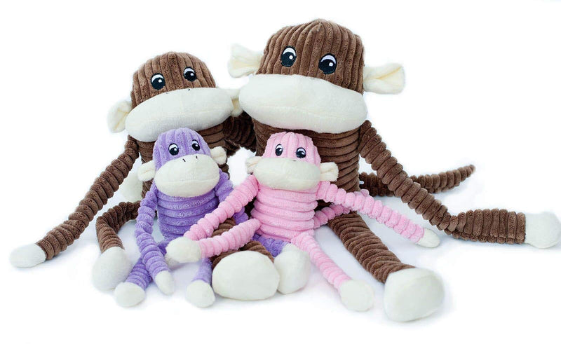 [Australia] - ZippyPaws - Spencer The Crinkle Monkey Dog Toy, Squeaker and Crinkle Plush Toy Small Purple 