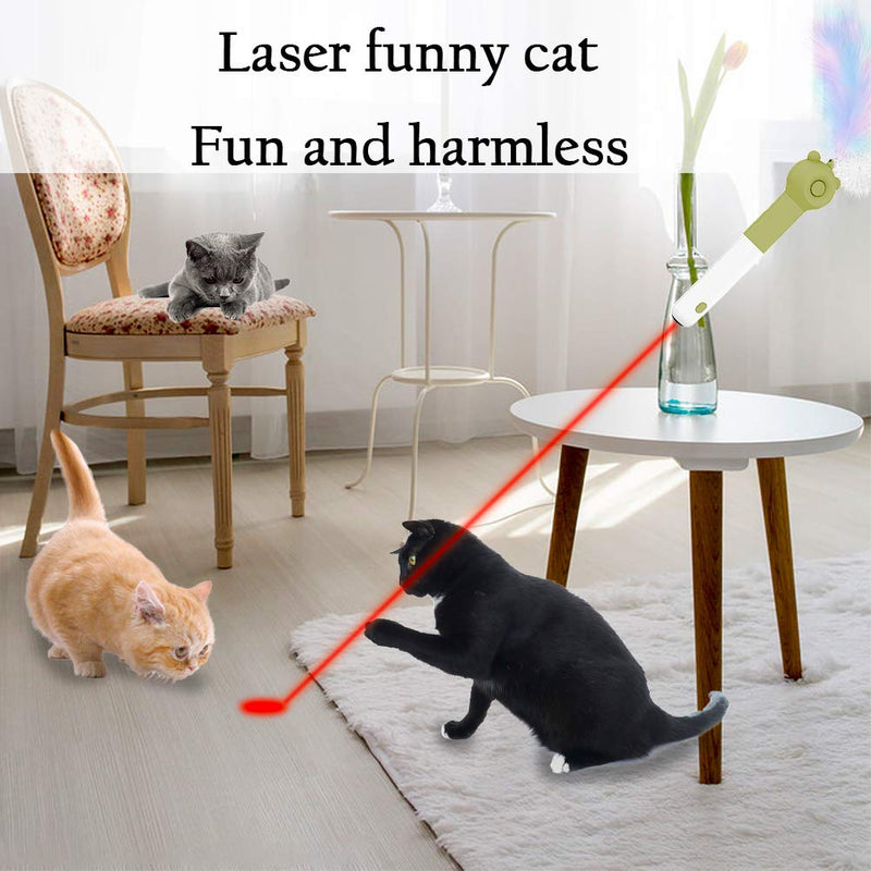 Cat Toys Cat Feather Toy 2.0, Interactive Retractable Cat Teaser Wand(with LED Pointer), Pet Cat Catch Single Point Infrared Interactive Exercise Toy Cat Training Tool, for Pet Cat Kitten - PawsPlanet Australia