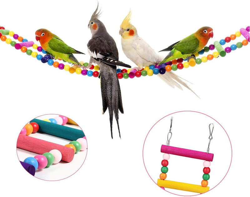 Wonninek Bird Parrot Toys Ladders Swing Chewing Toys Hanging Pet Bird Cage Accessories Swing Toy for Small Parakeets Cockatiels, Lovebirds, Conures, Macaws - PawsPlanet Australia